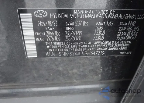 2023 Hyundai Santa Fe Sel from USA, damaged, VIN 5NMS24AJ1PH647213